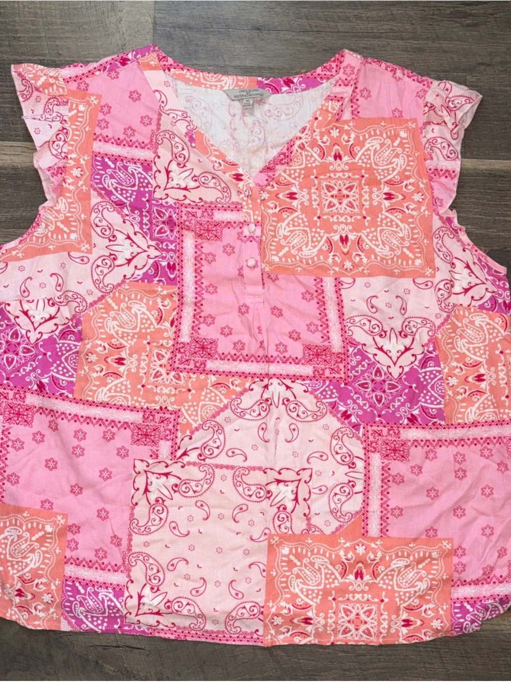 Linen Blend by Hester & Orchard Top Shirt Size XLarge Floral